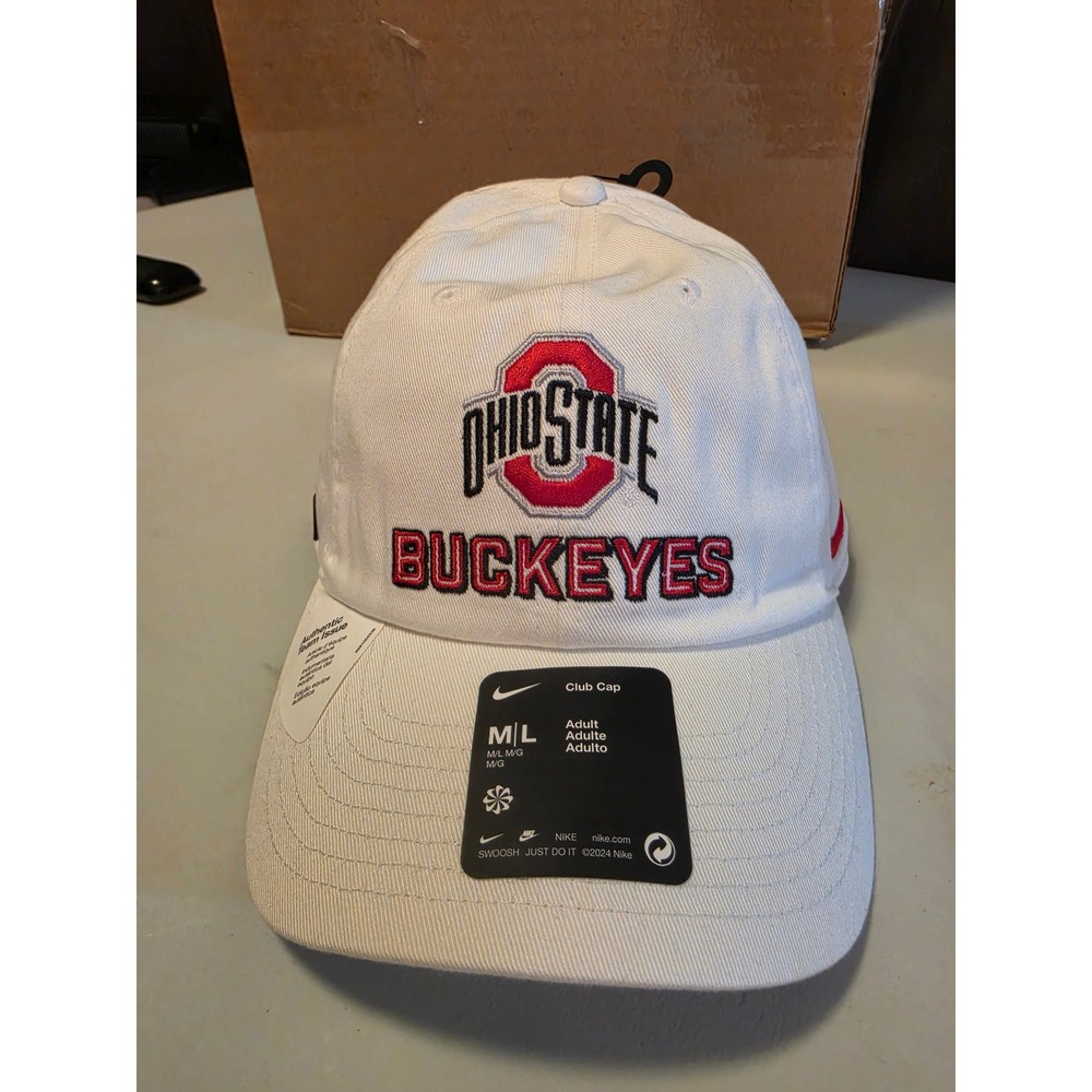 Nike Ohio State Buckeyes White Authentic Team Issue Club Cap Adjustable Hat NEW